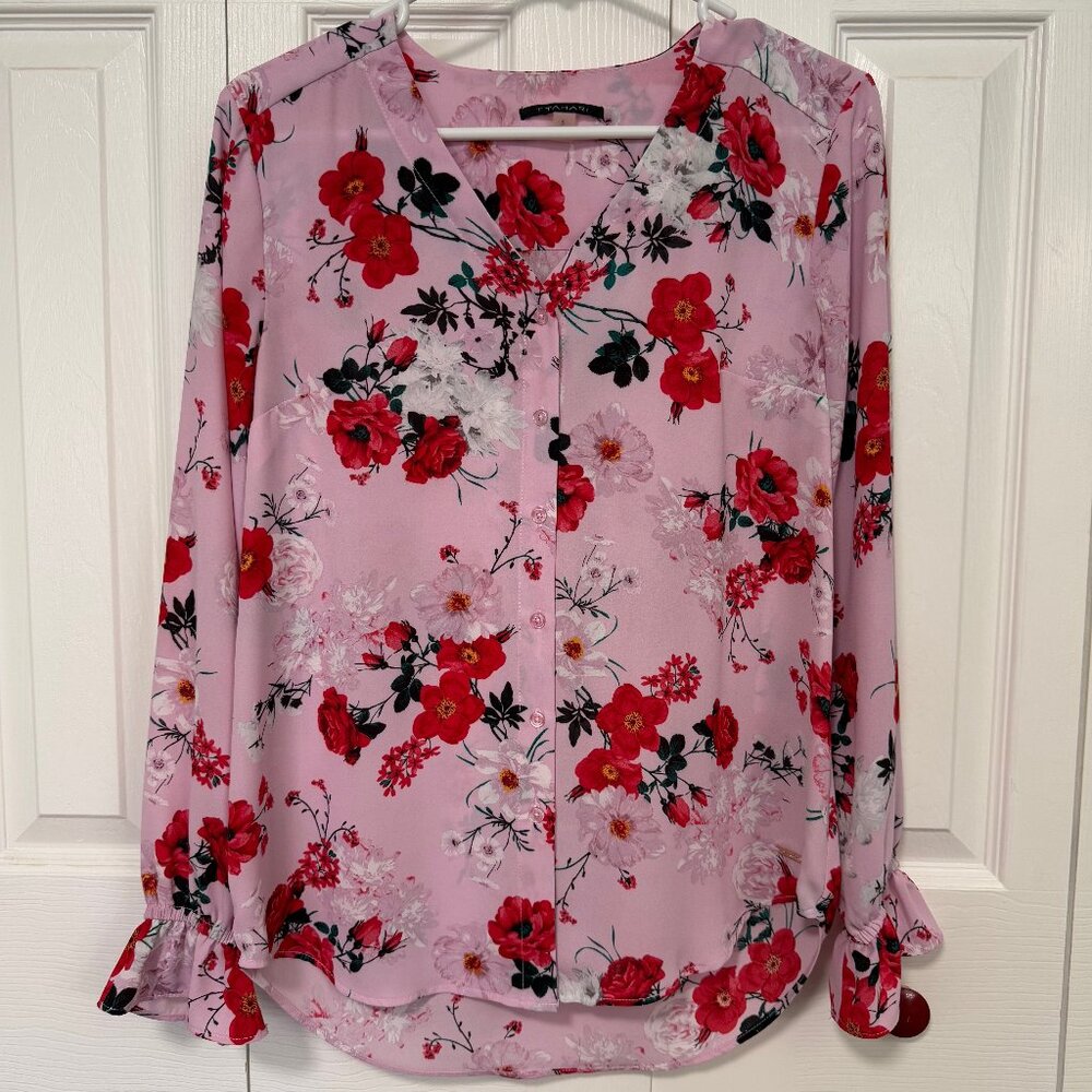 Women's Tahari pink and red shirt, flower print